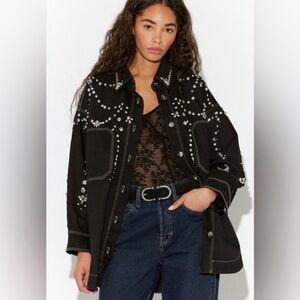 Free People Silver Bells Embellished Shacket, XS NWT